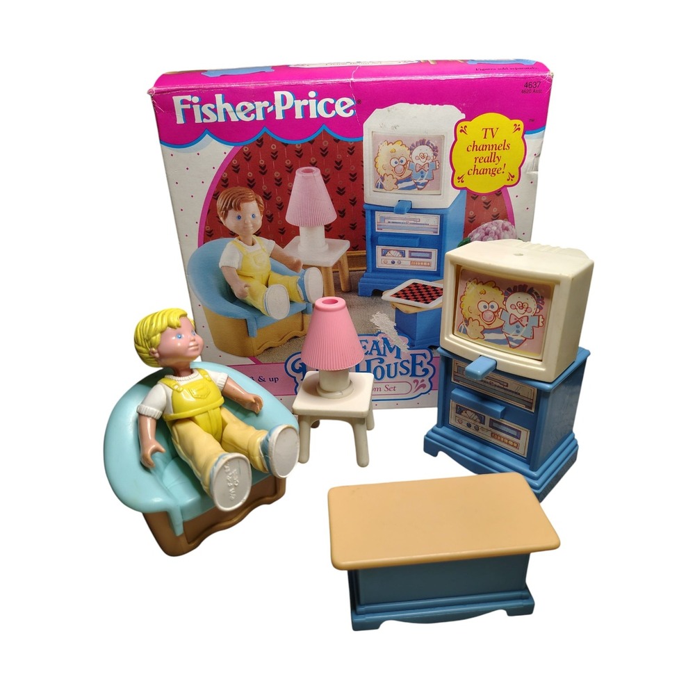 Vintage Fisher Price Dream‎ Dollhouse Living Room Set *see description*